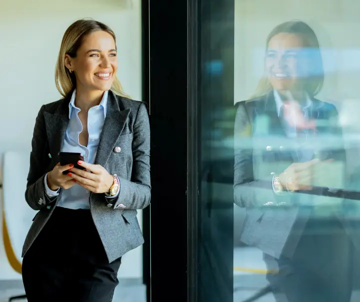 A female worker using responsible ai for identity and data.